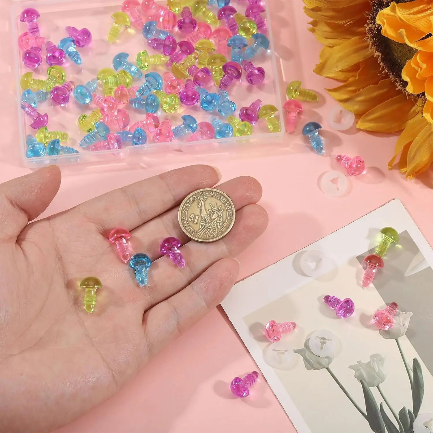 10PCS 10mm Occhi di sicurezza colorati Occhi all'uncinetto con rondella per Amigurumis Crochet Bear Doll Risultati Doll Making Fornitura di accessori