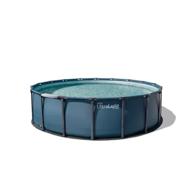 Zestaw basenowy UltraLuxe Premium 5,5 m x 1,32 m z podwójną pompą filtrującą piasek i systemem słonej wody, kolor niebieski, zawiera drabinkę do basenu.