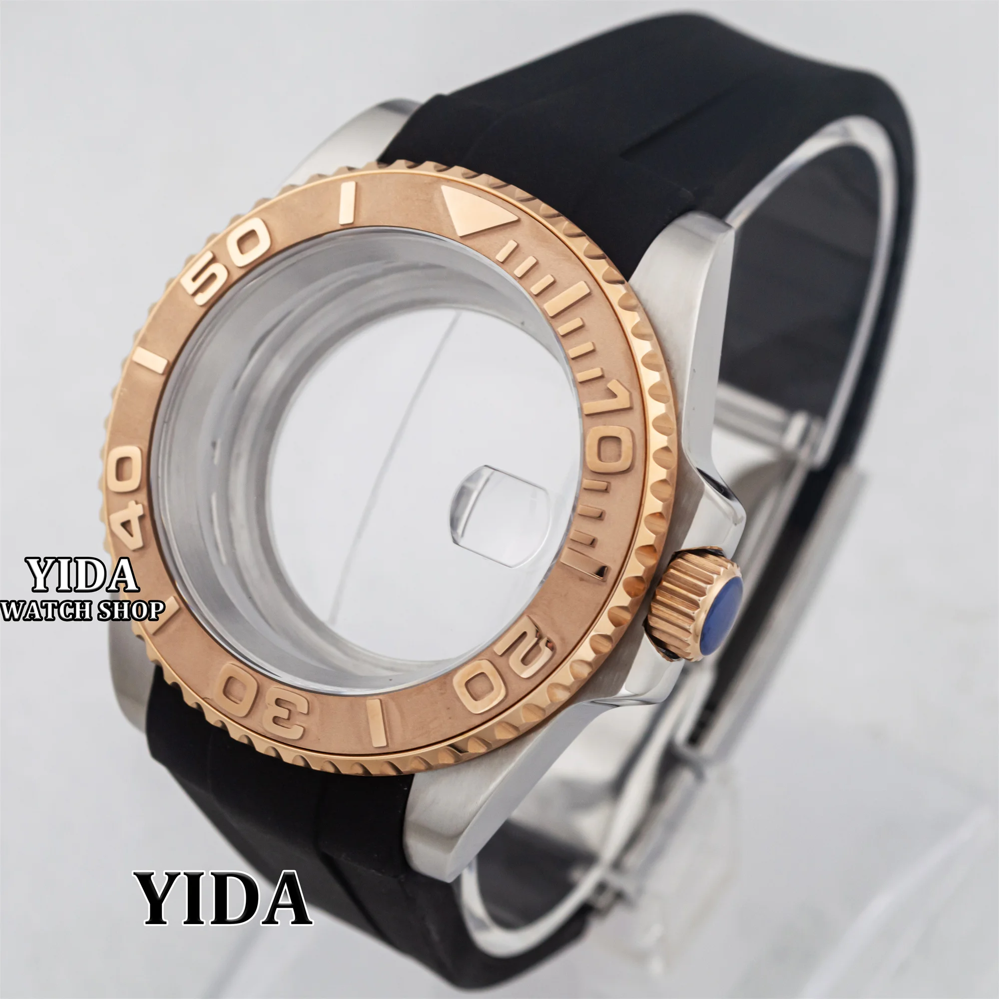 High Quality 40MM Mod Watch Case Rubber Strap Sapphire Glassl 10ATM Waterproof for SUB GMT NH35 NH36 Movement Yacht-Master Cases