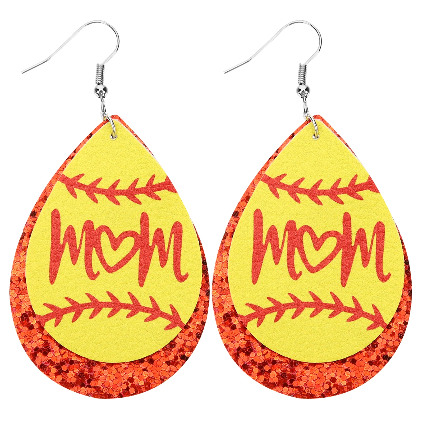 

Heart Letter Earrings Women Basketball Dangle Mom Jewelries Sports Heart Shaped Baseball Pendant For Her Stylish Elegant