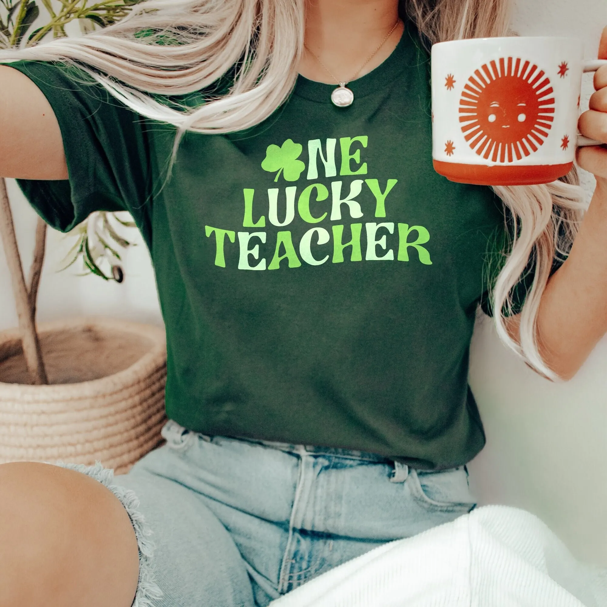 

Футболка One Lucky Teacher, ретро-команда трилистника ко Дню Святого Патрика