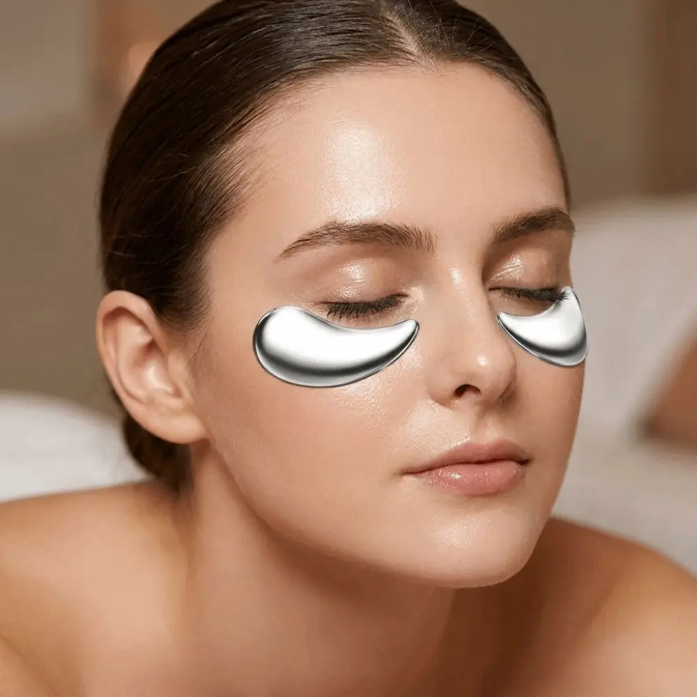 Reusable Stainless Steel Eye Mask Mini Cold Hot Compress Under Eye Cooling Pad Durable Portable Moon Shaped Eye Mask