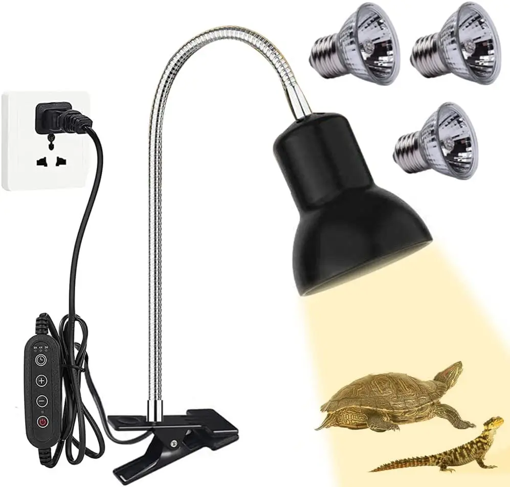 Turtle Reptile Heat Lamp with Timer 25/50W UVA UVB Light Bulb for Lizard Snake Amphibians Small Animals
