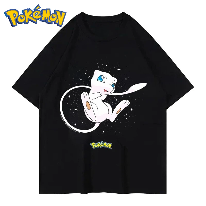 

Pokémon Super Cute Mew новая футболка с принтом для мужчин и женщин Summer Street Y2K Harajuku Свободный повседневный универсальный топ с короткими рукавами