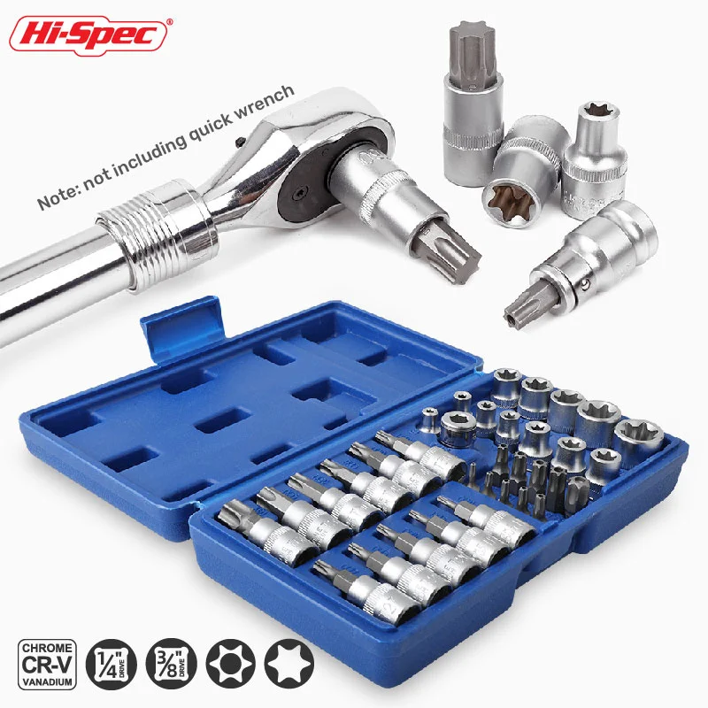 Torx Star Socket Set Bit Male Female Socket Ratchet Screwdriver Bit Socket Set External Torque Star Socket Set Repairing Tool