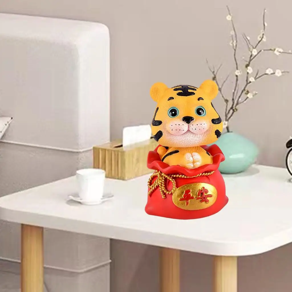 Tiger Animal Sculpture Resin Figurine Home Decor Tabletop Car Ornament for Office Bookshelf Collect