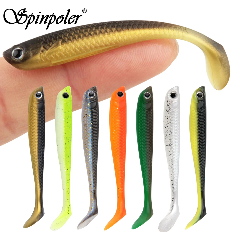 Spinpoler Soft Plastic Swimbait Fishing Lure Minnow Paddle Tail Double Color Bass Lure For Bass Trout Crappie Panfish Bluegill