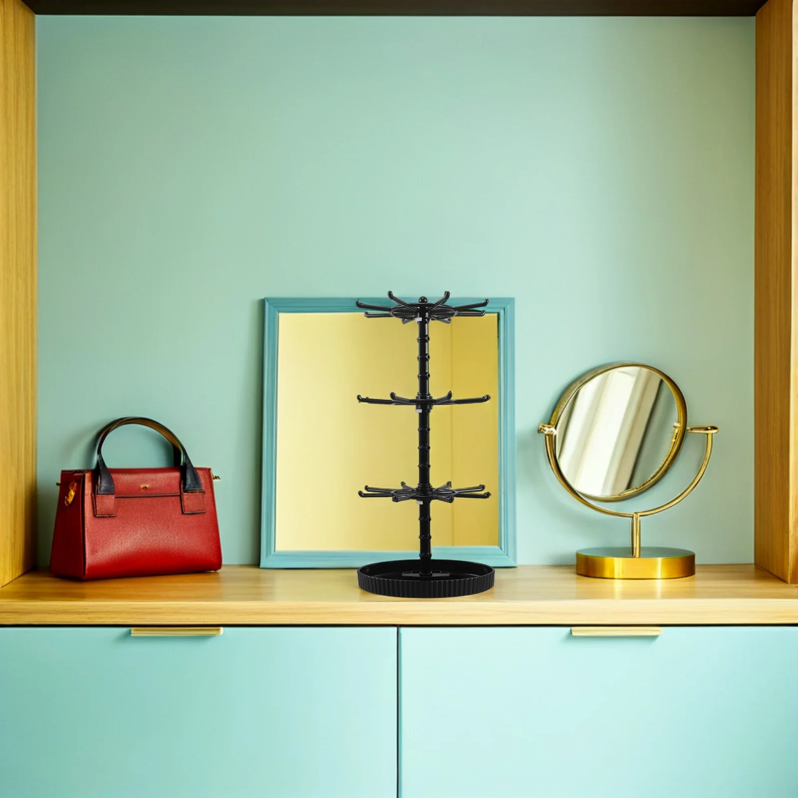 

3 Tier Jewelry Storage Rack Rotating Necklace Display Stand For Necklaces Bracelets Keychains Tangle-Free Organizer Desktop