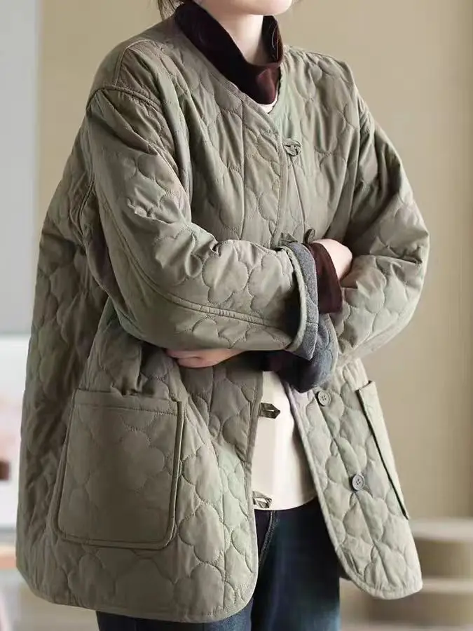 

Повседневная хлопковая женская круглая теплая верхняя одежда в Корейском стиле, прямая трубка, длинная свеч, зимний сезон, поездка на работу, мода