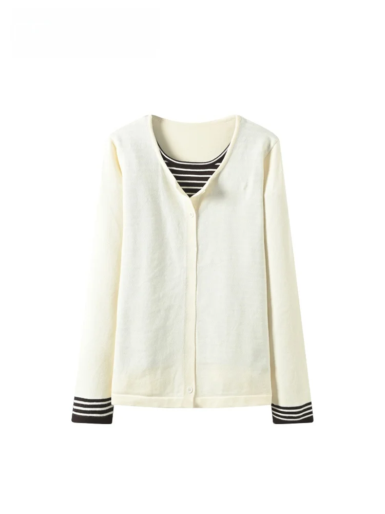 

Cara CLUB plus Size Long Sve Knitwear Fake Two-Piece Striped Patchwork Spring Trendy Top for Plump Sister Casual Sle