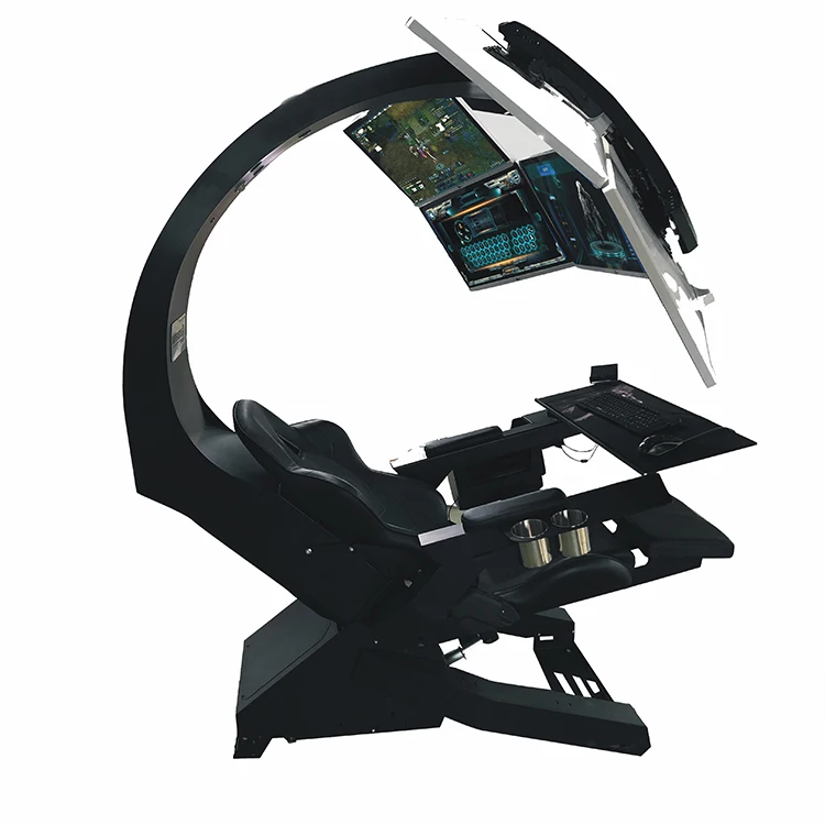 Ease Comfy Imperator Works Customizable Rbg Comfortable Gaming Cockpit With Massage For Multi Monitors Model 320