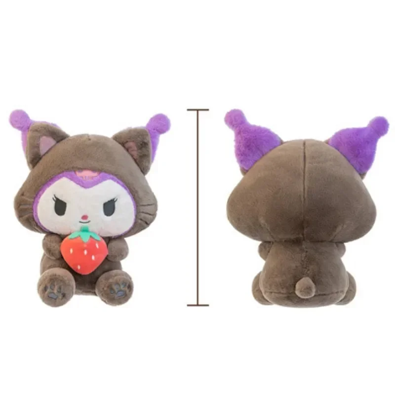 Sanrio Cute Cat Fragola Kuromi Bambole di peluche 40 cm trasformate in Kuromi Giocattoli Cuscino per dormire Peluche Coppia Regali di compleanno All'ingrosso