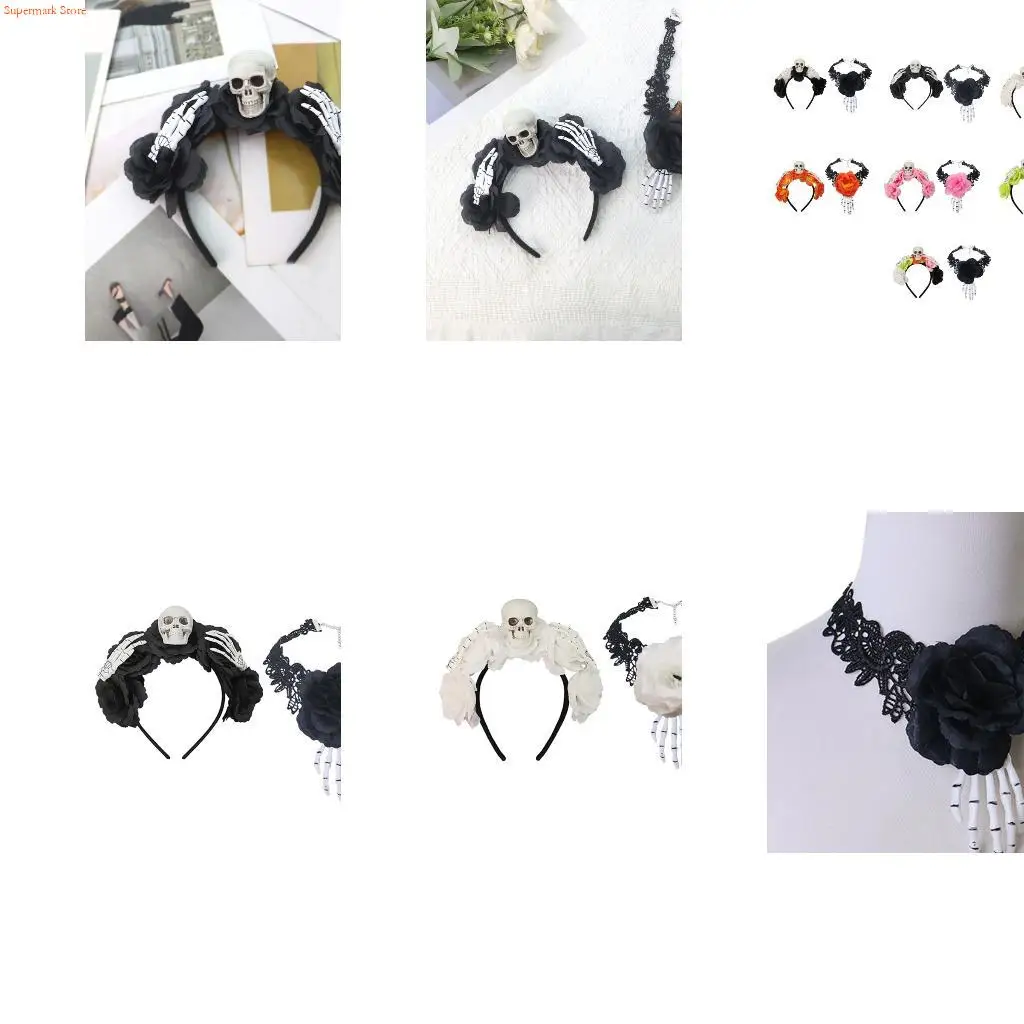 

мы жуткие волосы черепа с симуляционными цветами на Хэллоуин