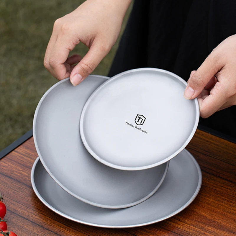 

Титановая очищающая тарелка, титановая тарелка для кемпинга, пикника, посуда, поднос, тарелки для фруктового салата, креативная сервировочная тарелка для дома