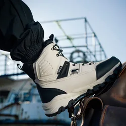 Men's Winter boots 2025 High Top winter Shoes men Thickened Plush Warm Snow Boots man Outdoor Waterproof and Anti slip Boots