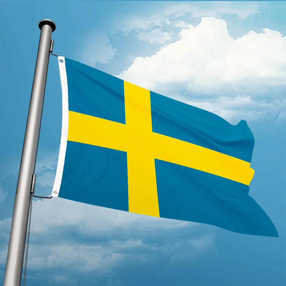 Sweden Flag Nation 3ft x 5ft Polyester Banner Flying150* 90cm Custom All Over The World Worldwide Outdoor Double Penetration