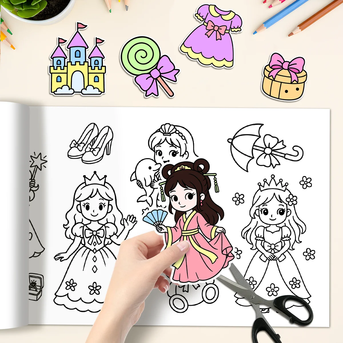 

Children Drawing Roll DIY Cute Princess pattern Color Filling Paper Coloring Paper Roll for Kids Painting Educational Toys Gifts