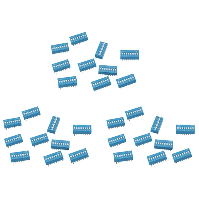 Новинка-30 шт., шаг 2,54 мм, 8 позиций, 16-контактный синий DIP-переключатель, 8P