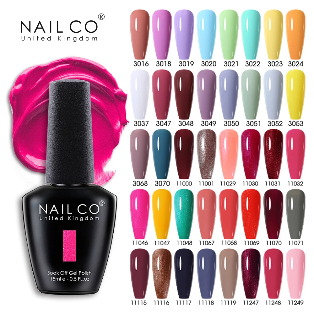 NAILCO 15ml Pink Gel Nail Polish Semi Permanent Soak Off UV LED Nails Art All For Manicure DIY Red Gel Varnish Base Gel Top Coat