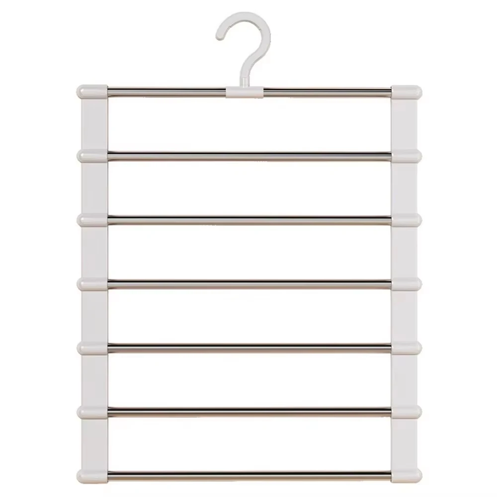 2026 7 Layers Stainless Steel Pants Hanger Space Saving Closet Organizer Trousers Rack Non-Slip Wardrobe Storage Clothes Rack