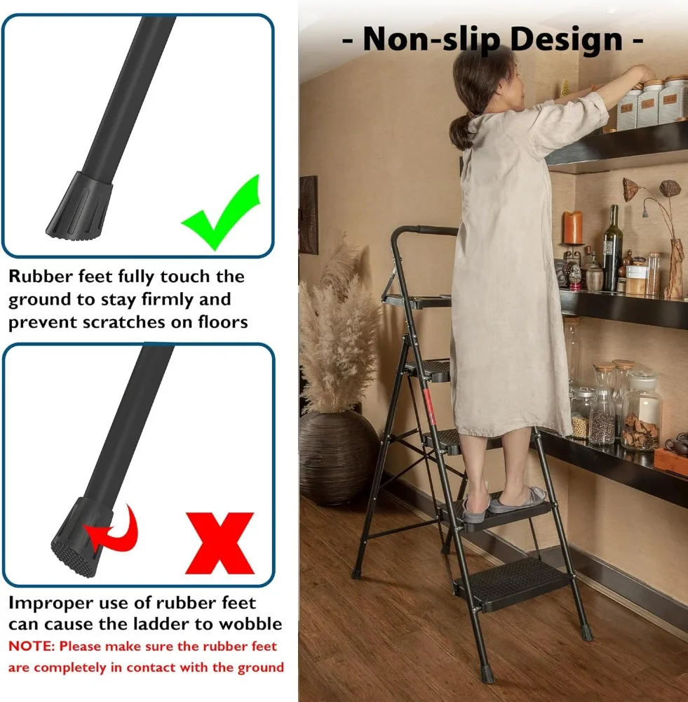 Bontec 4-Stufen-Leiter, klappbarer Tritt hocker mit Werkzeug plattform, breite rutsch feste Pedale, maximale Tragfähigkeit 400lbs robust