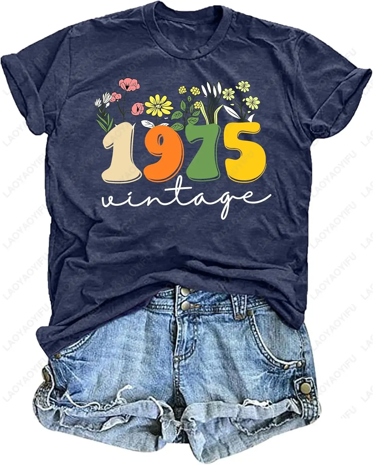 Regalos para mujeres Camisetas de cincuenta cumpleaños Vintage 1975 50 años fiesta de cumpleaños divertida camisa con estampado gráfico camisetas de algodón de verano