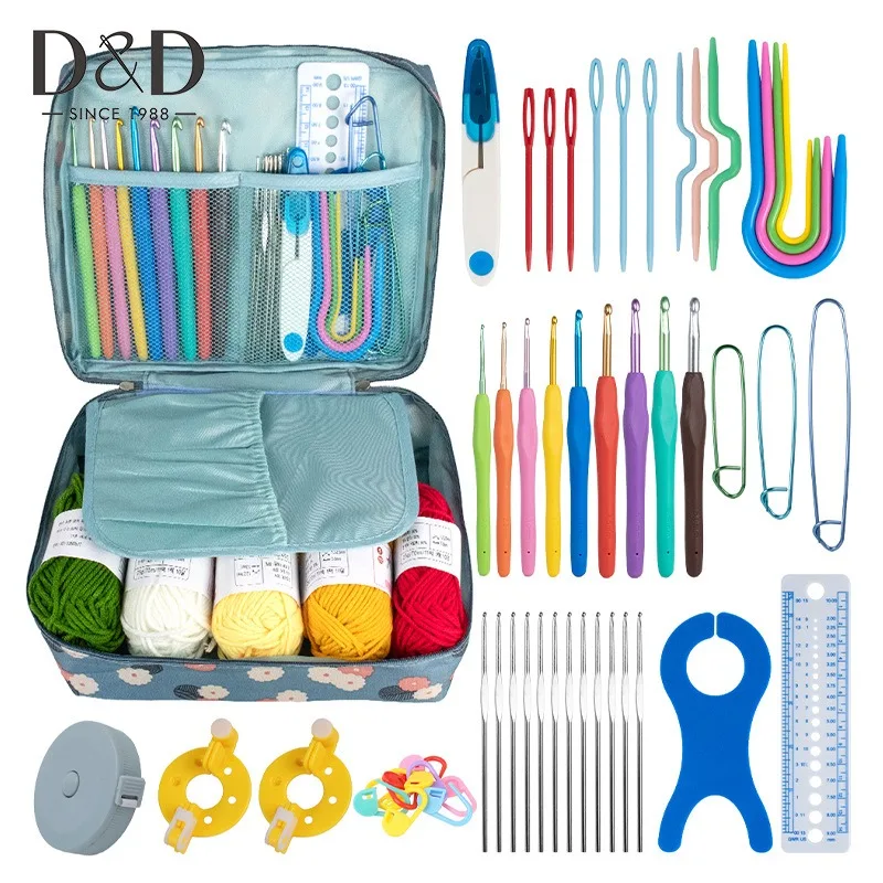 DIY Yarn Crochet Hook Kit, Double‑Ended Crochet Needles Accessory Set for Hand Knitting Beginner