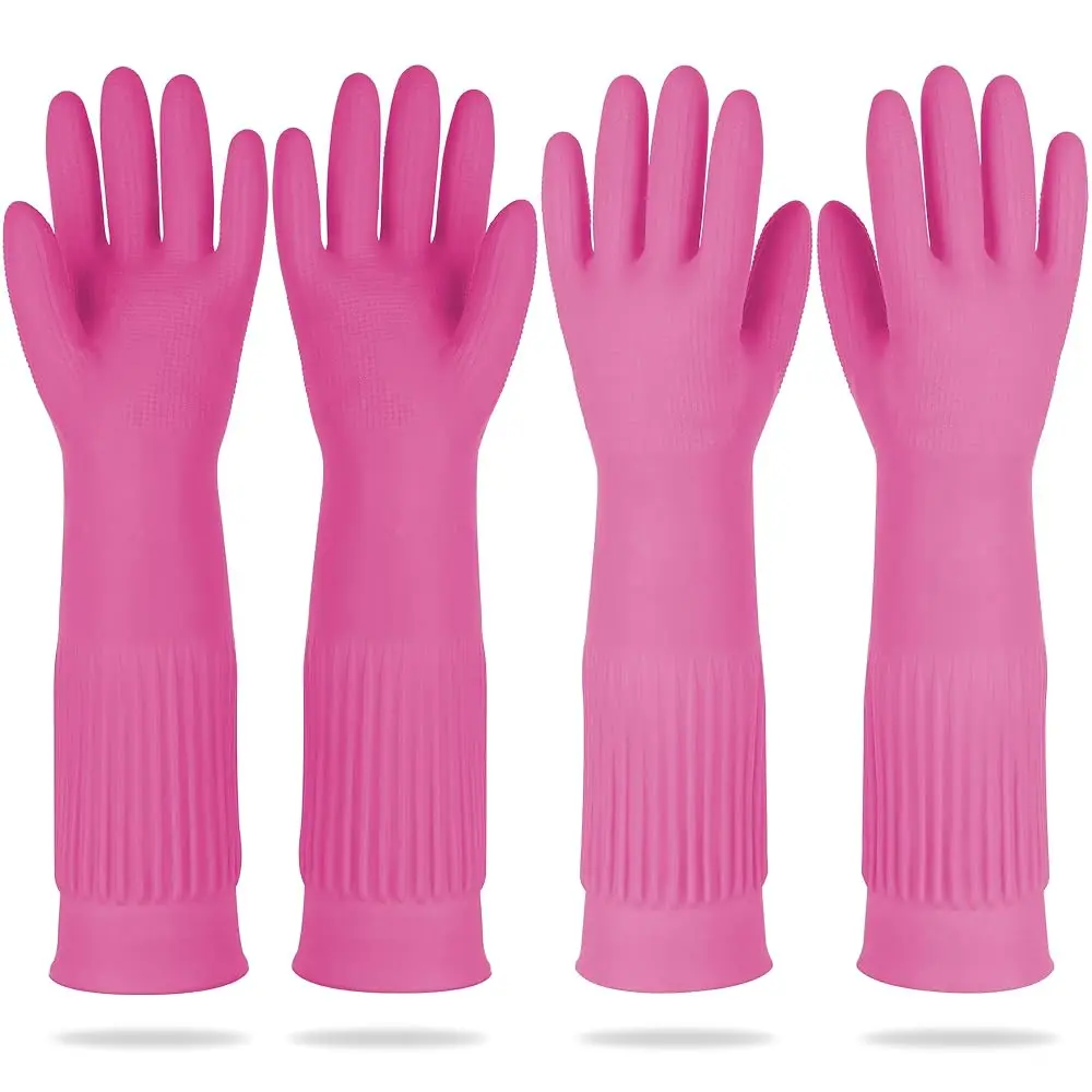 

Free Shipping Mamison 2 Pairs Reusable Waterproof Household Dishwashing Cleaning Rubber Gloves, Non-Slip Kitchen Glove (Green, M