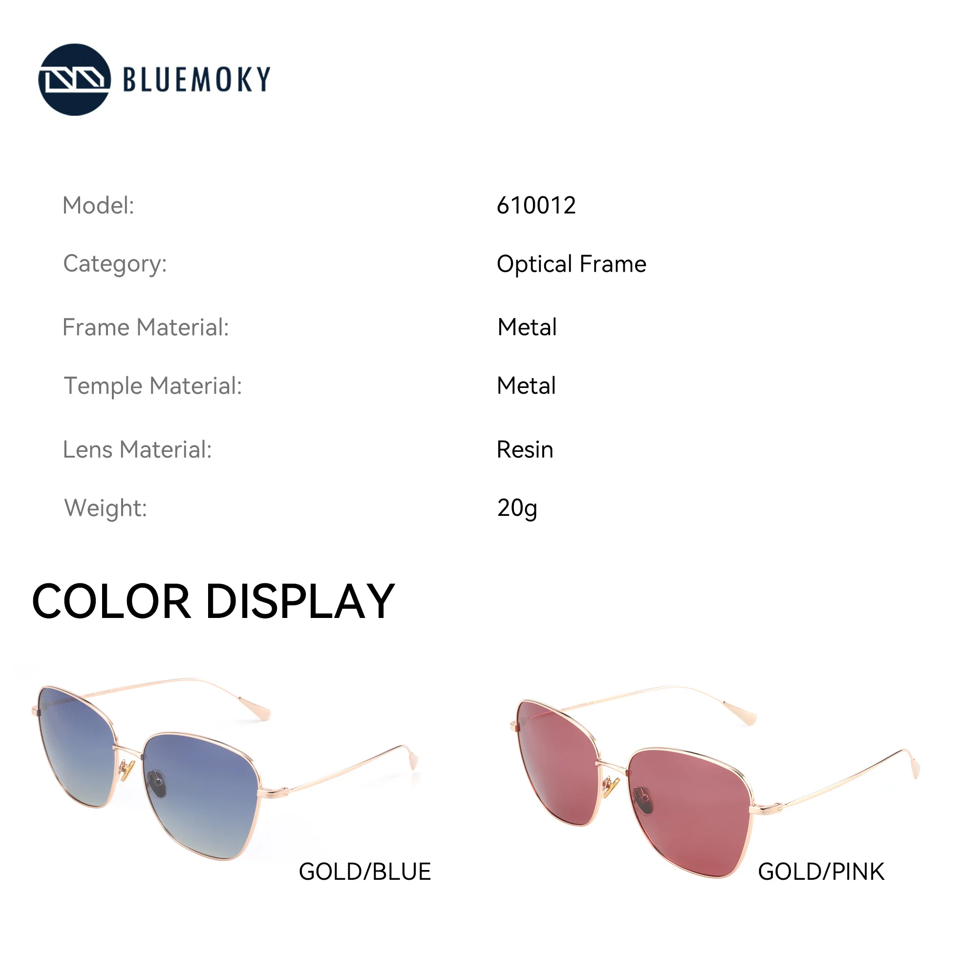 BLUEMOKY Vintage Alloy Sunglasses UV400 Unisex Polarized Sunglasses Outdoor Travel Square Prescription Sunglasses