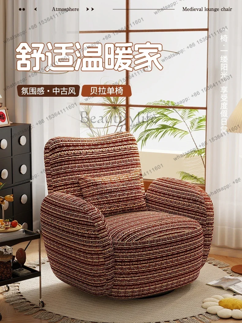 YJ Armchairs Sofas Gaming Chairs Modern French Retro Rotatable Single Sofa Armchair Living Room Chairs Furniture Relaxing Chair