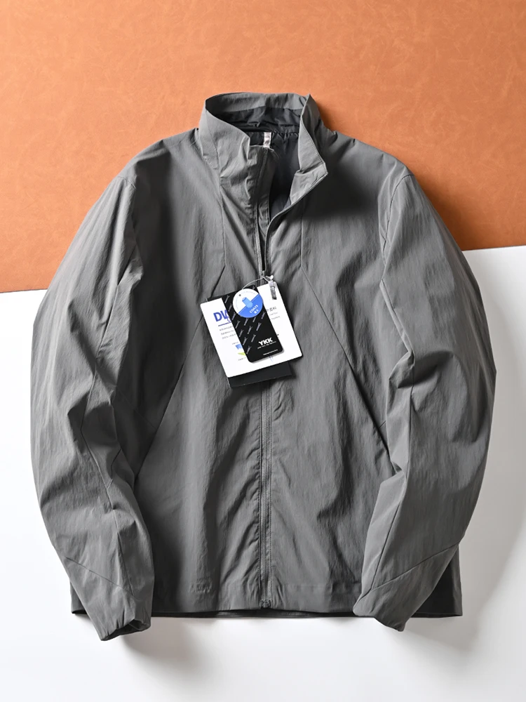 

Легкое уличное водонепроницаемое мужское модное пальто с воротником-стойкой, тонкое тюлевое пальто, деловое повседневное свободное молодежное пальто