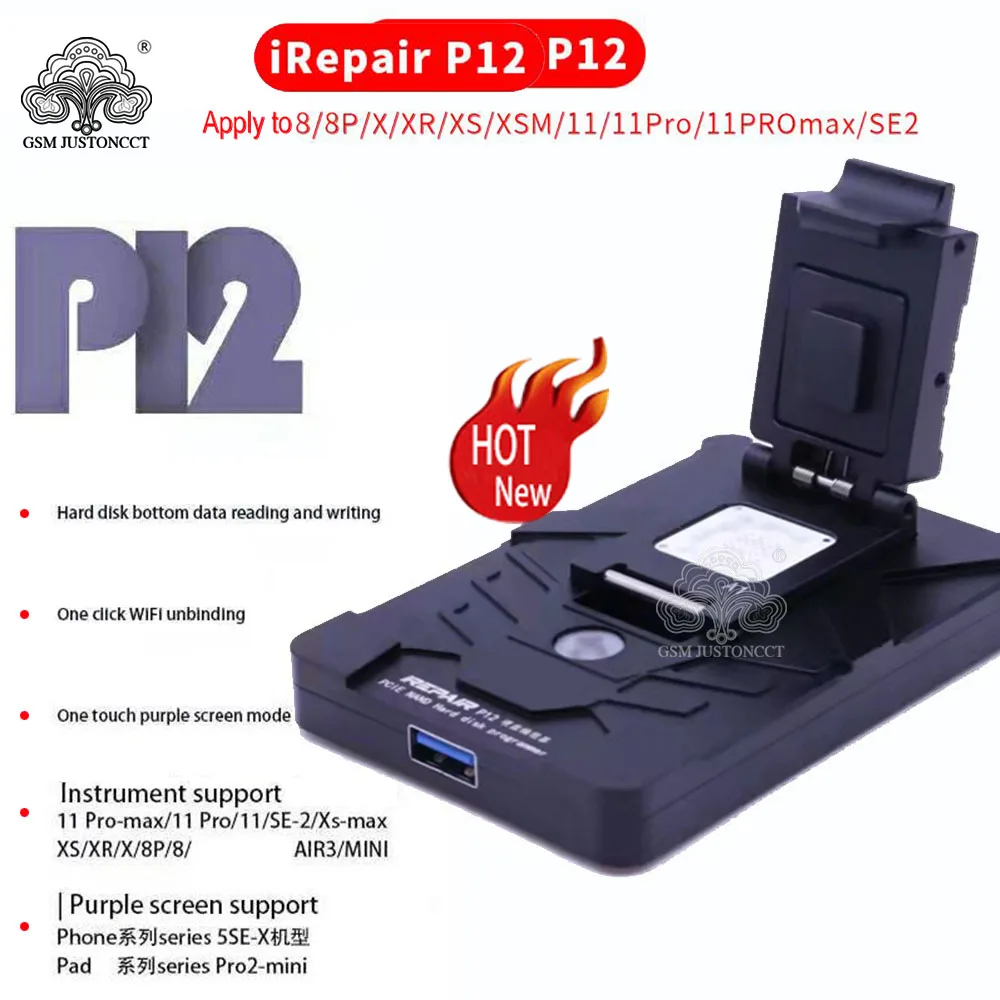 Imagem -02 - Irepair P12 Pcie Nand Programador de Disco Rígido Ferramenta de Tela Roxa Dfu para 5s13 Pro Max sn Leitura Escrita Wi-fi Desbloqueio Ibox jc P13