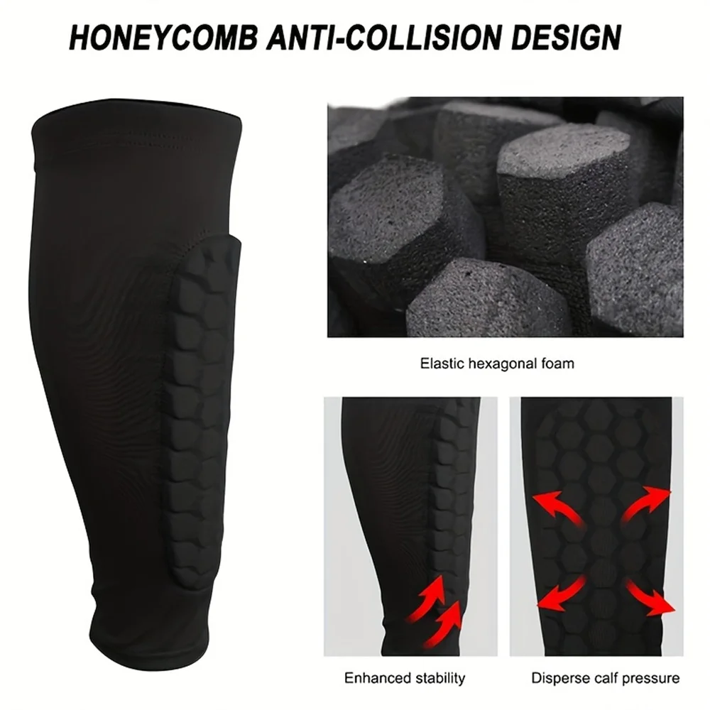 Soccer Shin Guard Shin Pad For Youth Adult, Calf Compression Sleeve With Honeycomb Pad, Support Protector 1PC