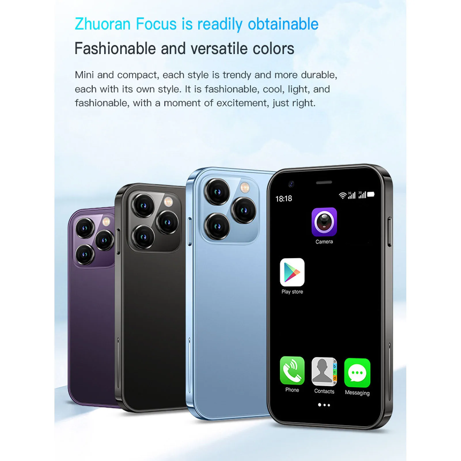 هاتف ذكي WiFi SOYES XS15 هاتف ذكي صغير 3G 3in WiFi 2GB 16GB كاميرا زجاجية ثلاثية الأبعاد رفيعة عالية الدقة بشريحتين هاتف ذكي ثنائي الشريحة