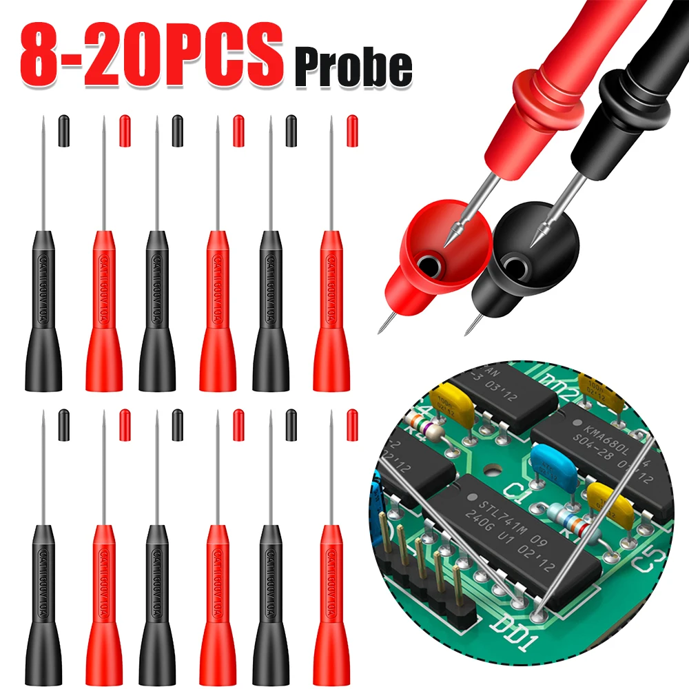 8-20PCS PT2002 Digital Multimeter Test Probe Tip Test Lead Extension Detachable Insulation Piercing Needle Tip Probe Test Pin