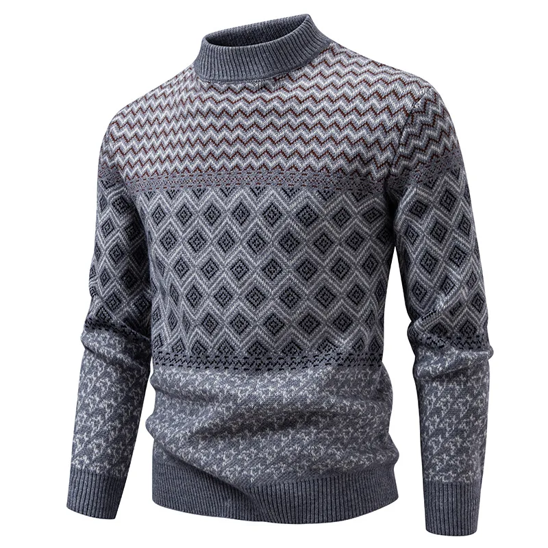 

Men Winter Fashion Sweaters Striped Pullovers Flat Knitted Long Sleeve Jumpers Loose Fit 2025 Casual Sweaters Slight Strech