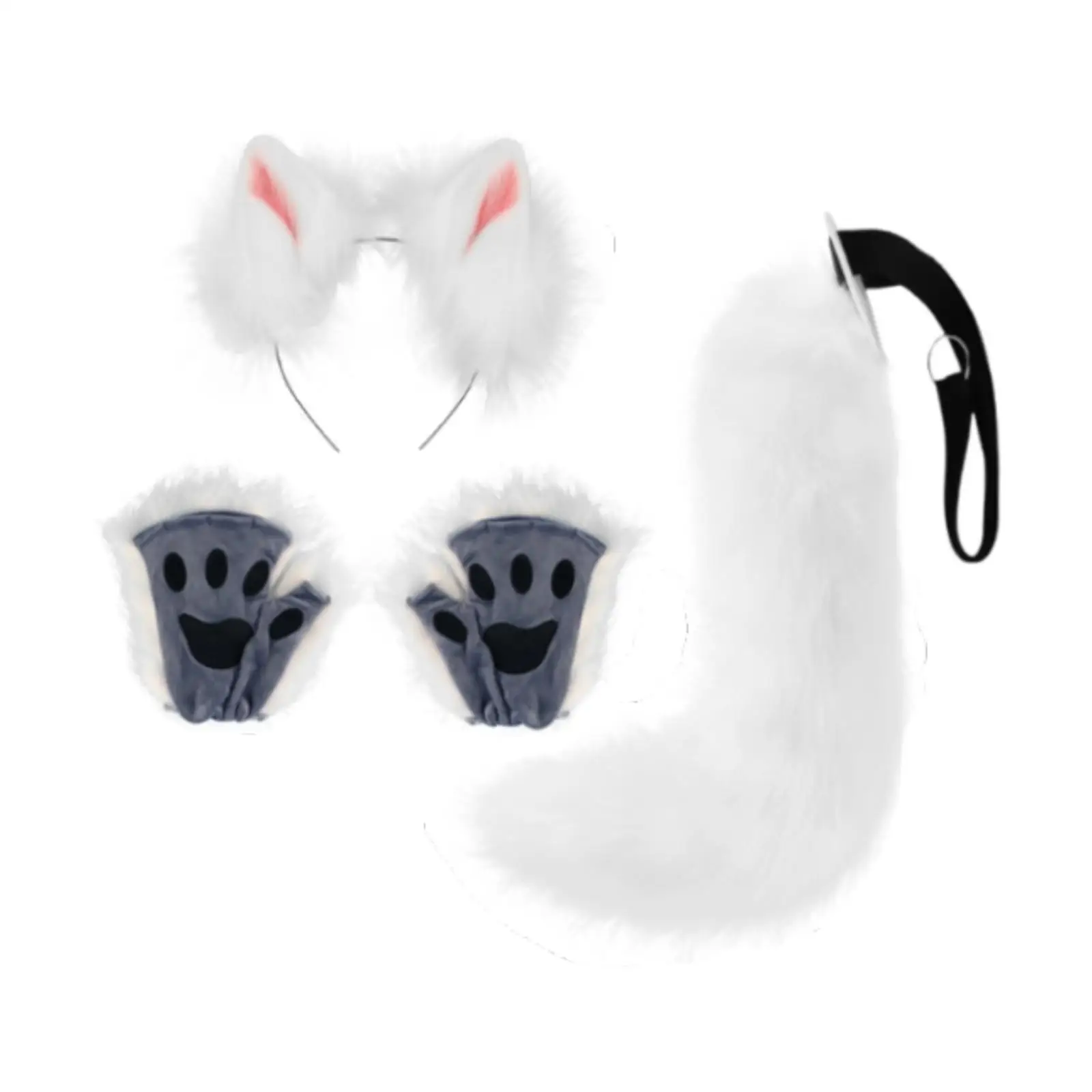 Costume Cosplay Ear Headband Headpiece with Gloves Lolita Hair Hoop Faux Ears