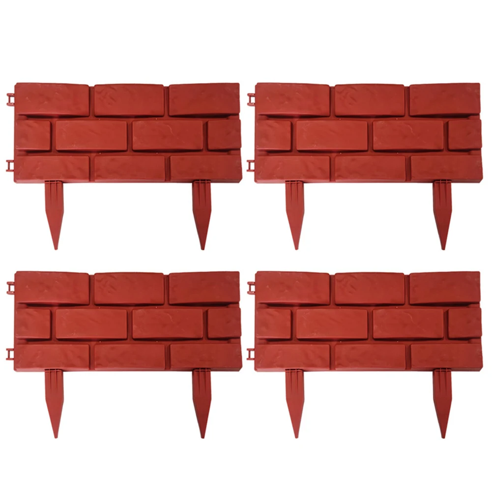 Garden Edging Border Fence Kit 4 Pack Plastic Lawn Flowerbed Separator Easy Installation Flexible Landscape Fencing For Patio Ya