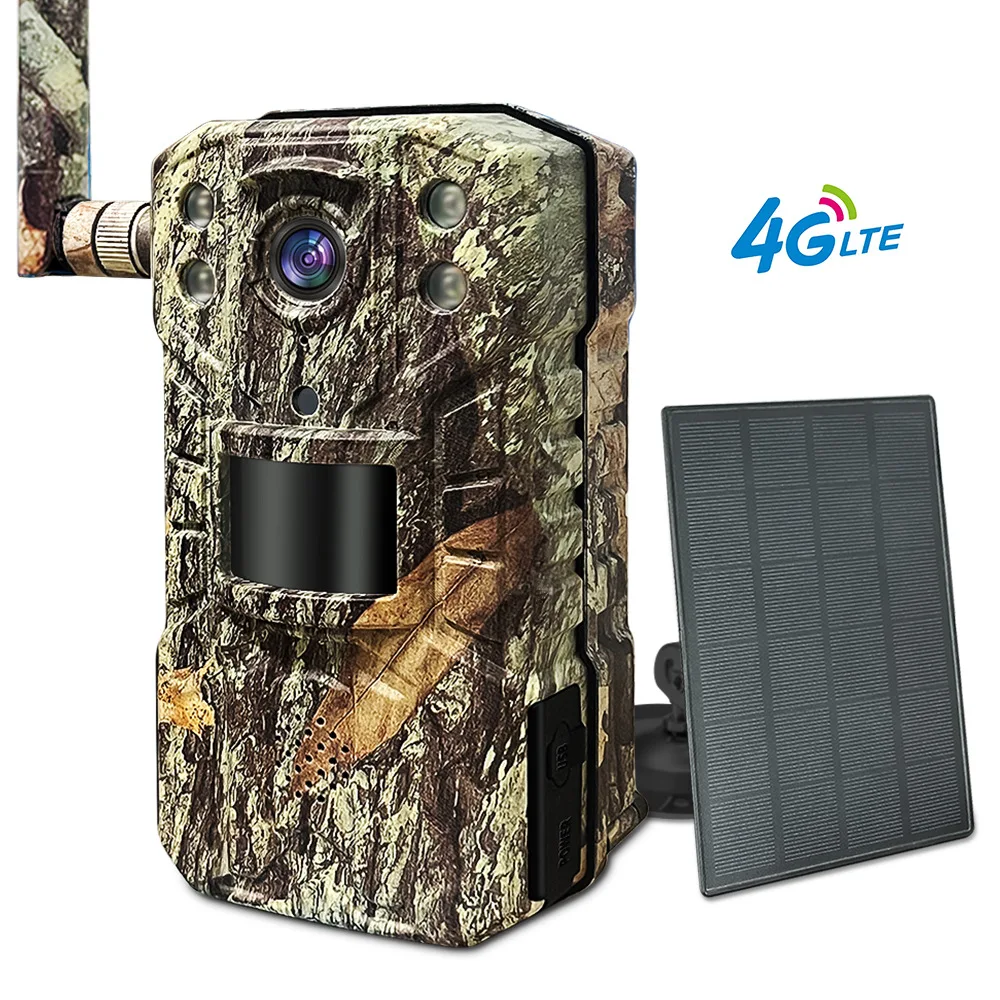 

4G LTE Solar Hunting Trail Camera EU Plug 14MP 4g SIM Card 20M PIR Motion Detection Wildlife Camera with 30M Night Vision Device