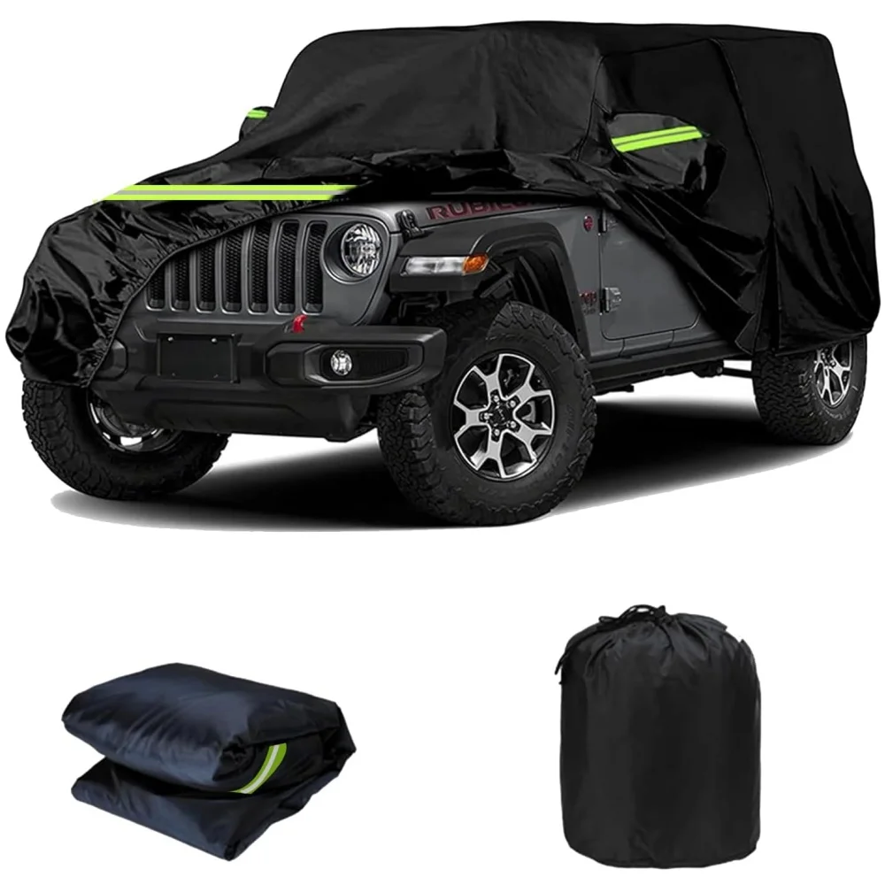 Waterproof Full Car Covers Fit for 2009-2025 Jeep Wrangler 2/4 Door Outdoor Indoor Windproof Sun Rain UV Dust Protection