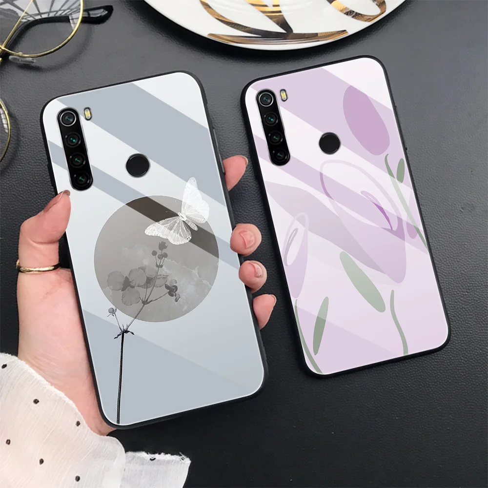 Minimalism Fundas for Redmi Note 10Pro 9 Pro Max 10 4G 9T 10S Poco F3 11 11S 5G F2Pro Luxury Tempered Glass Phone Case Coque