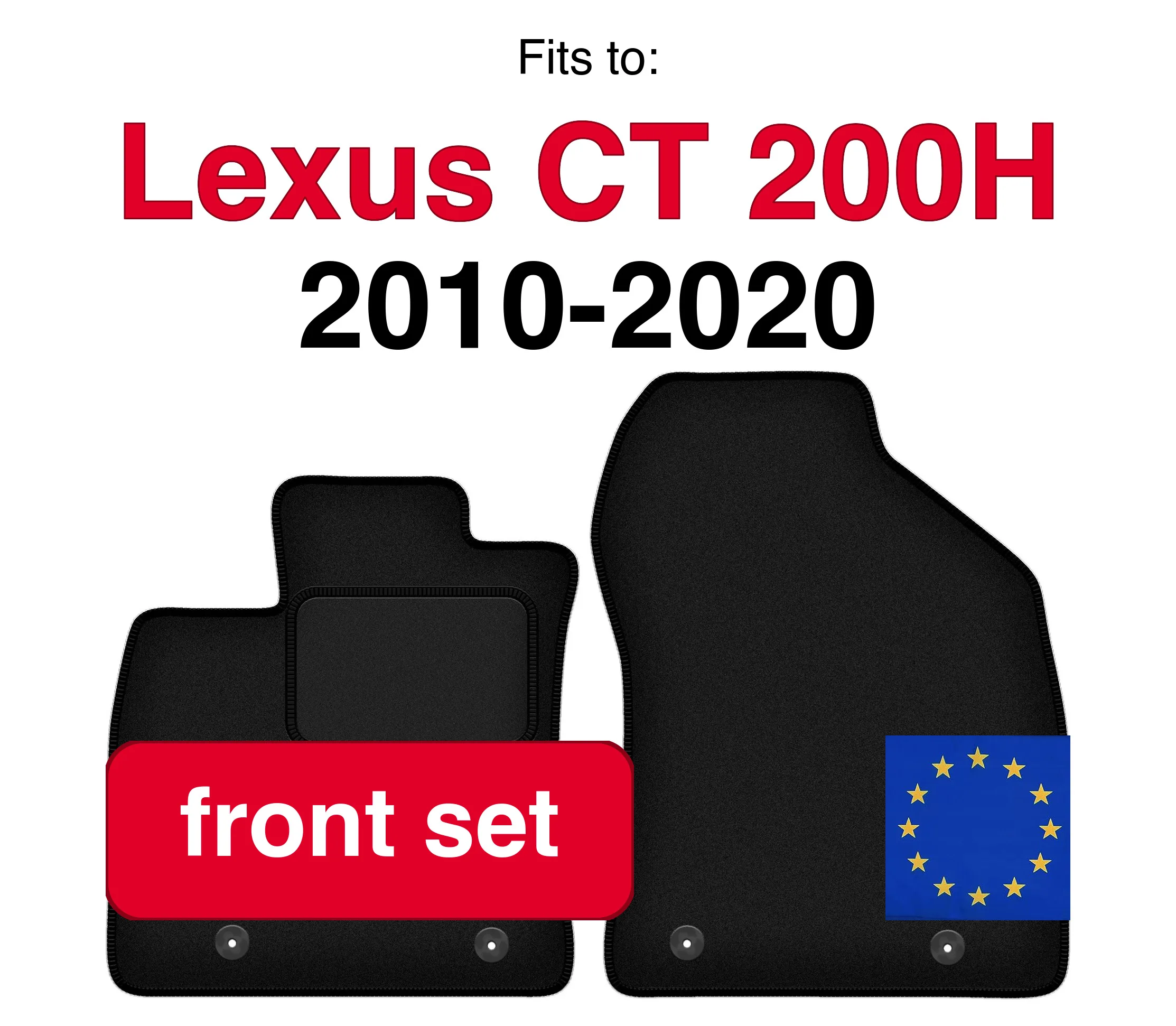 Auto velours vloermatten voor Lexus CT 200H hatchback (2010-2020) - Zwart (2 stuks) set auto vloermatten voor