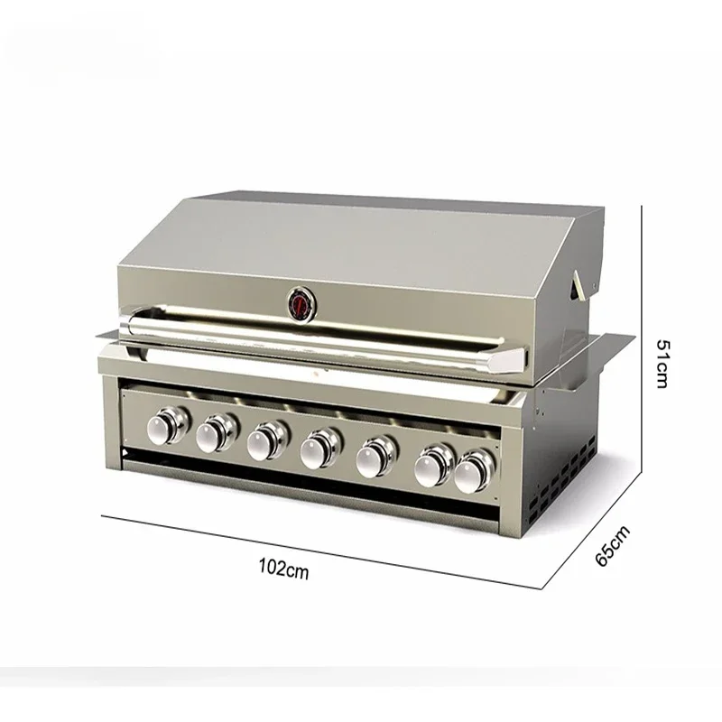 For 6+1 Burner Stainless Steel 304 Built in BBQ Gas Grill