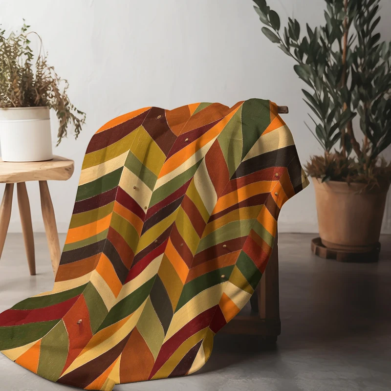 130×150cm Bohemian Nap Blanket, Geometric Blanket, All-Season Air Conditioning Blanket, Comfortable for Single Use in the Office