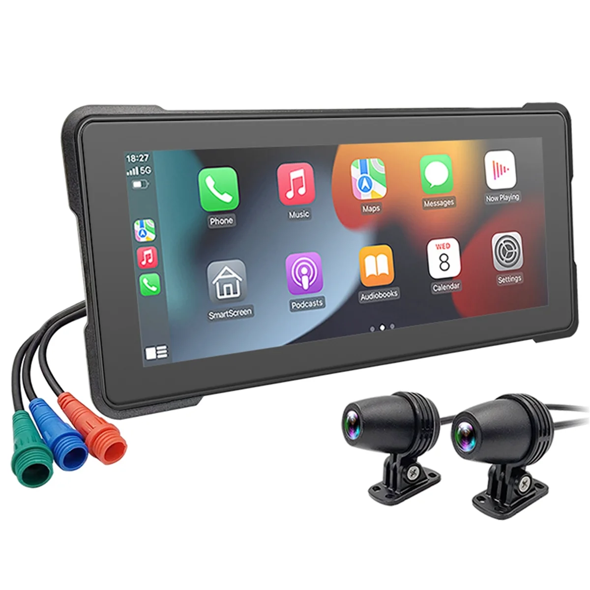 6.86 Inch Portable Motorcycle DVR Wireless Carplay Android Auto Touchscreen Waterproof Monitor GPS Navigation Dash Cam