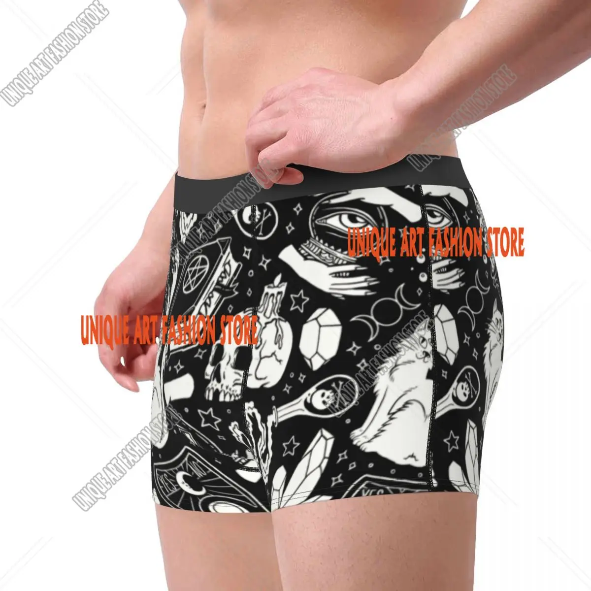 Witch Pattern Underwear Male Sexy Printed Occult Supernatural Witchy Pagan Crystals Boxer Shorts Panties Briefs Soft Underpants