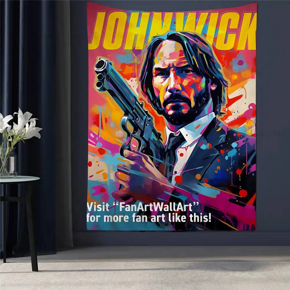 

John Wick Chapter 4 Printed Large Wall Tapestry Indian Buddha Wall Decoration Witchcraft Bohemian Hippie Decor Blanket