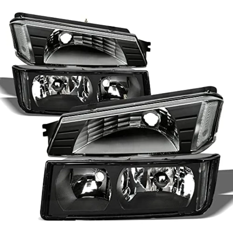 

Black Clear Housing Crystal Headlights With Signal Corner Lamps 4-Pieces nb Compatible With 02-06 Chevy Avalanche Body Cladding