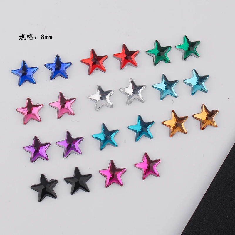 20pcs 8mm Drill Rhinestone Non-porous Acrylic Five-pointed Star Nail Jewelry Diy Clothing Accessories Handmade Materials
