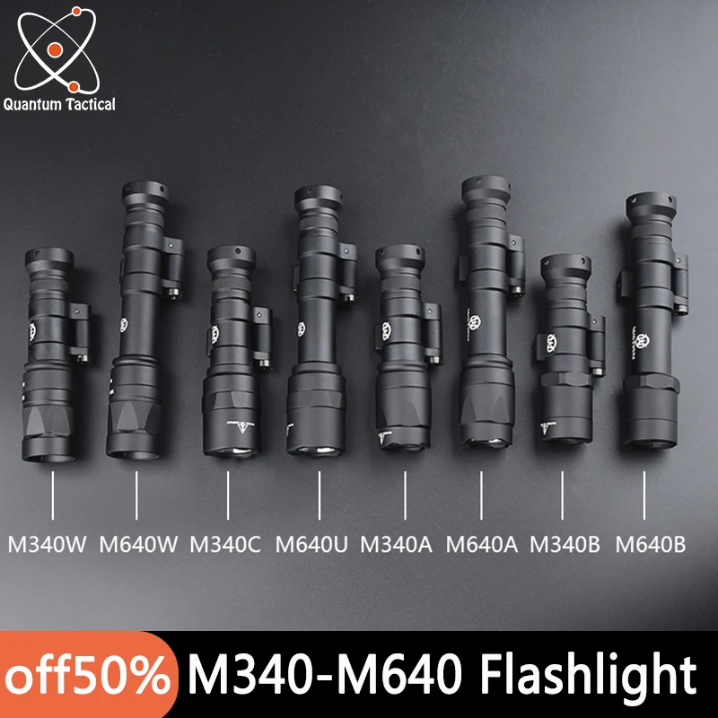 Wadsn M640B M640W M640C M640U Tactical Flashlight M340A M340C M340U M300 M600 Metal Weapon Scout Light Airsoft for Mlok Keymod